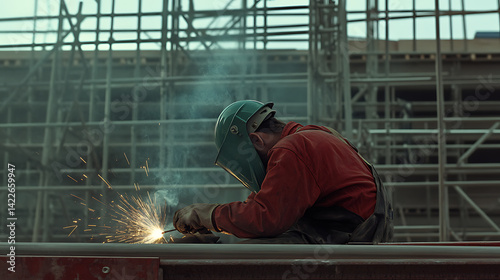 Obraz na płótnie Welder at Work on a Construction Site w salonie