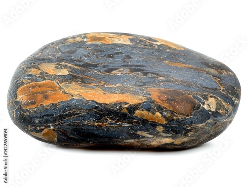 Realistic Photography of a Painted Rock with Intricate Detailing and Vibrant Colors in a Studio Setting