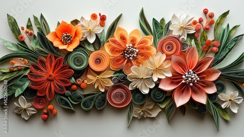 Vibrant Quilling Paper Floral Arrangement with Realistic Details in Stunning Photography