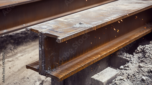 Cutting Steel Beam with Sparks