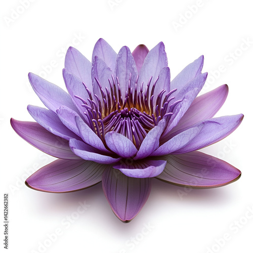 Purple Water Lily Flower Blossom Isolated White Background