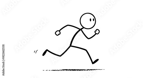 Simple Stick Figure Running Animation, Minimalist Design
