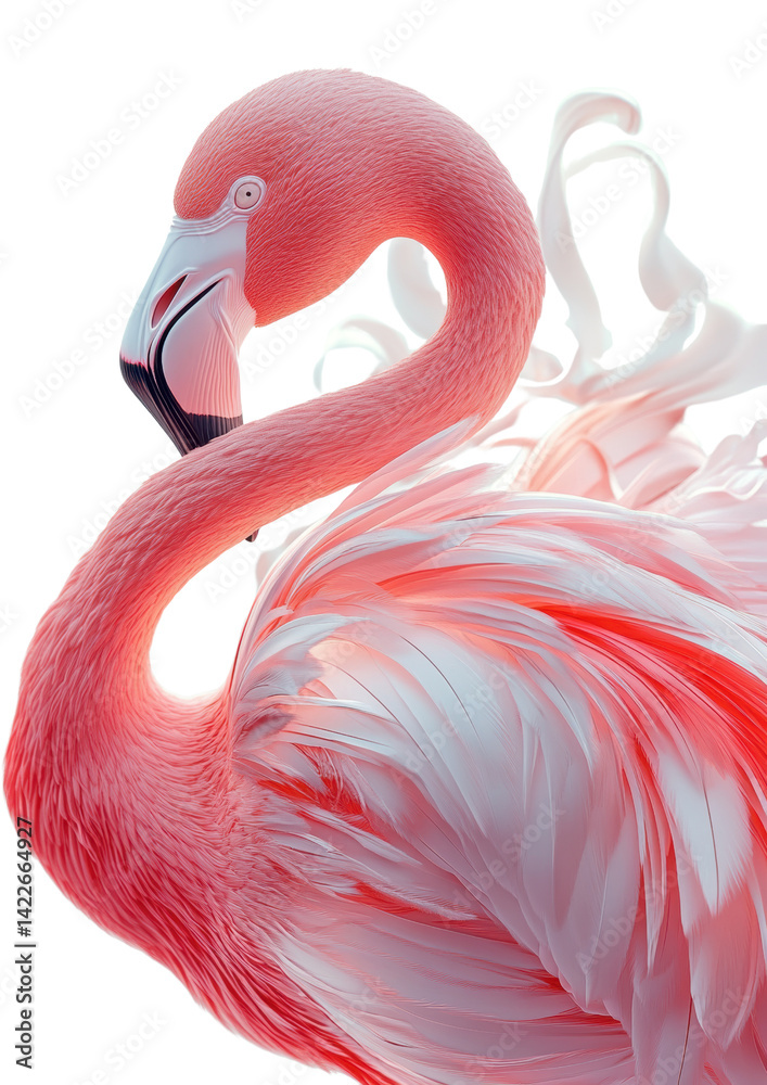 Naklejka premium Colorful flamingo on white isolated background