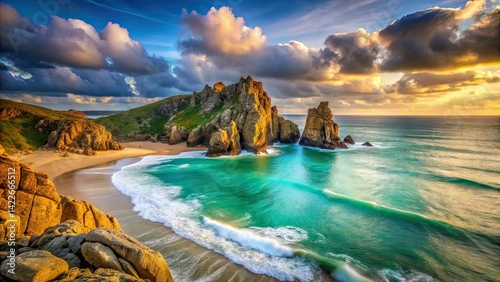 Logan Rock Porthcurno Cornwall Rule of Thirds AI Art