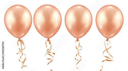 Obraz na płótnie Glossy peach balloons with curly ribbons w salonie
