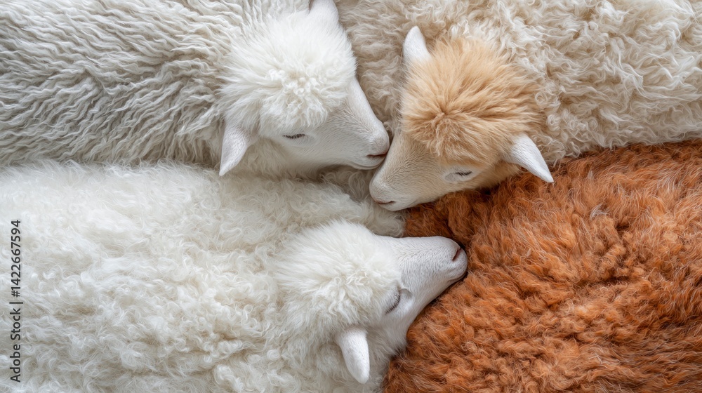Fototapeta premium Close-Up of Sheep with Soft Wool in Natural Textures Ideal for Exploring Vegan Wool Alternatives in Photography