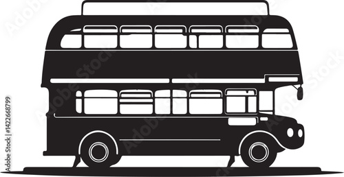 Double Decker Bus Silhouette – Vintage London Transport Vector
