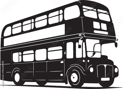 Double Decker Bus Silhouette – Vintage London Transport Vector