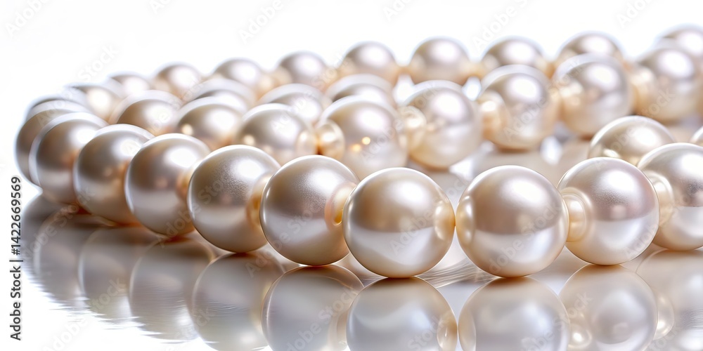 Long Exposure Shiny Pearls White Background Long Exposure Shiny Pearls White Background