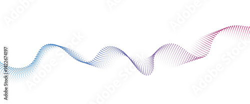 Flowing Dot Wave halftone gradient pattern on transparent background	
