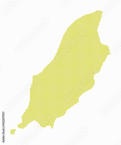 Isle of Man dotted map. Digital style map of the country on white background. Isle of Man shape with circle dots. Colored dots style. Small size circles. Stylish vector illustration.