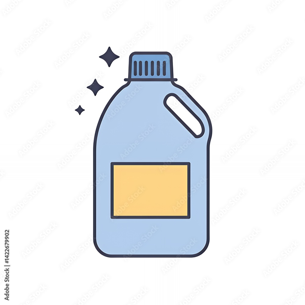 Obraz premium Blue Container with Handle and Blank Label for Cleaning Solution