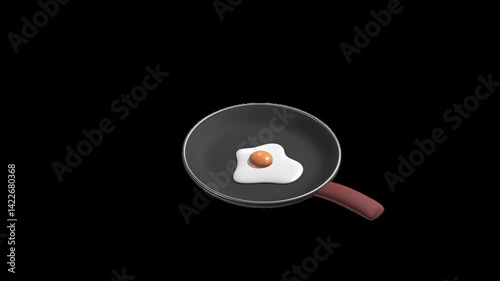 Egg Pan Loading Animated 3D Icon with transparent background (HD) Alpha channel