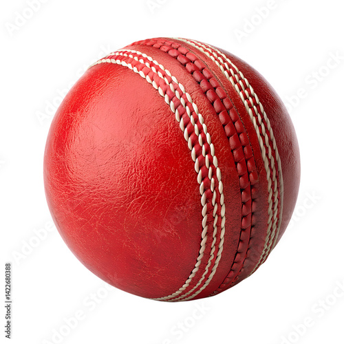 3d red cricket ball on white background png