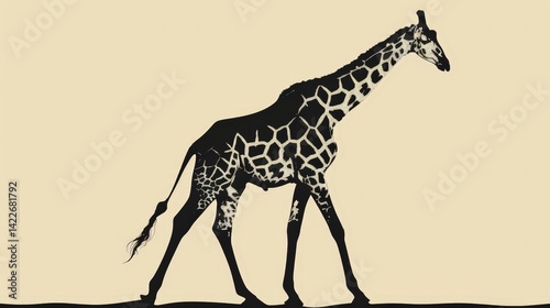 Majestic Giraffe Walking Gracefully Against a Neutral Background