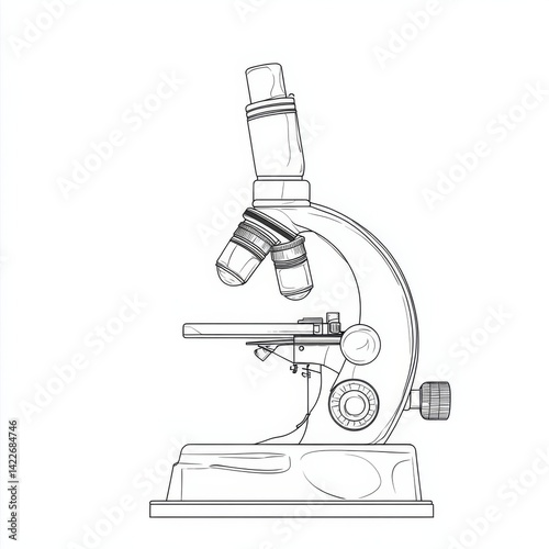 Wallpaper Mural Single continuous line art science research microscope. Biology micro technology medicine business design one sketch outline drawing vector illustration Torontodigital.ca