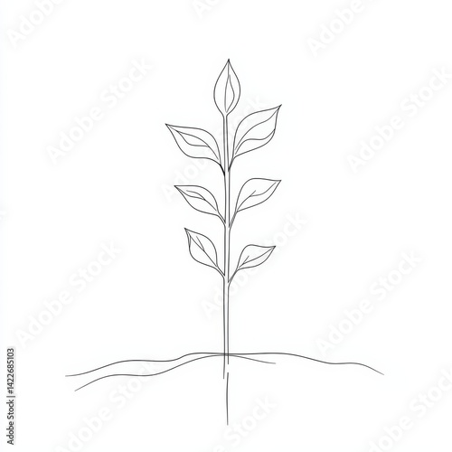Obraz na płótnie Single continuous line art sprout growth isolated on white background. Vector illustration w salonie