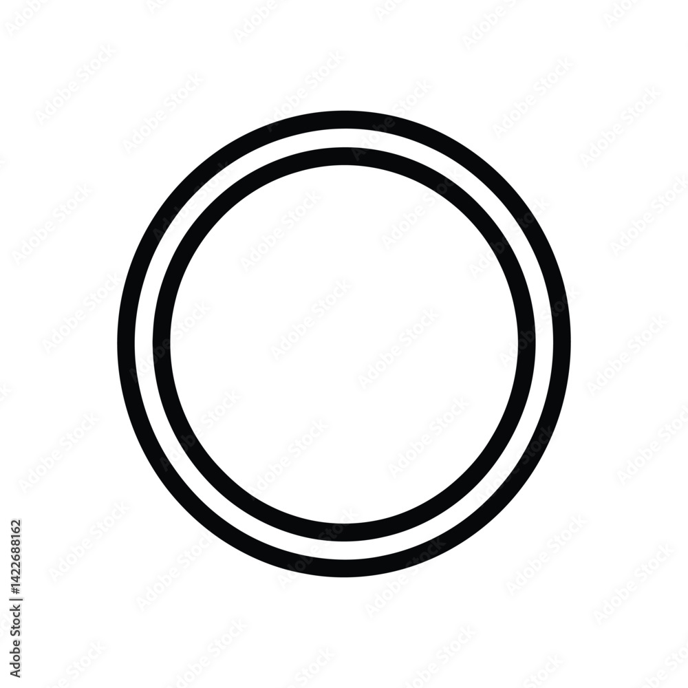 Black Double Circle Outline Shape Isolated on Transparent Background Black Double Circle Outline Shape Isolated on Transparent Background
