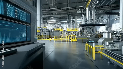Wallpaper Mural Modern industrial facility showcasing advanced machinery and production lines in a dynamic environment Torontodigital.ca
