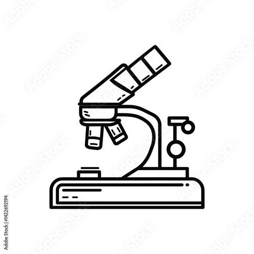 Classic Outline Microscope in Science Lab with Transparent Background