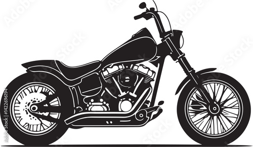 Vintage Motorcycle Silhouette – Ape Hanger Handlebars Style

