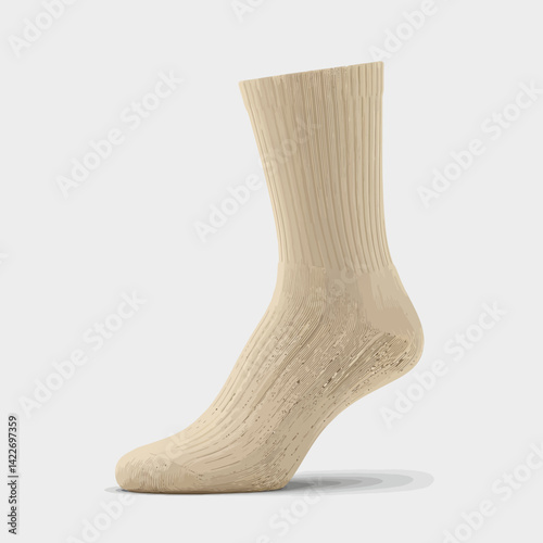 Beige Sock Bottom Detail Textured Fabric Closeup
