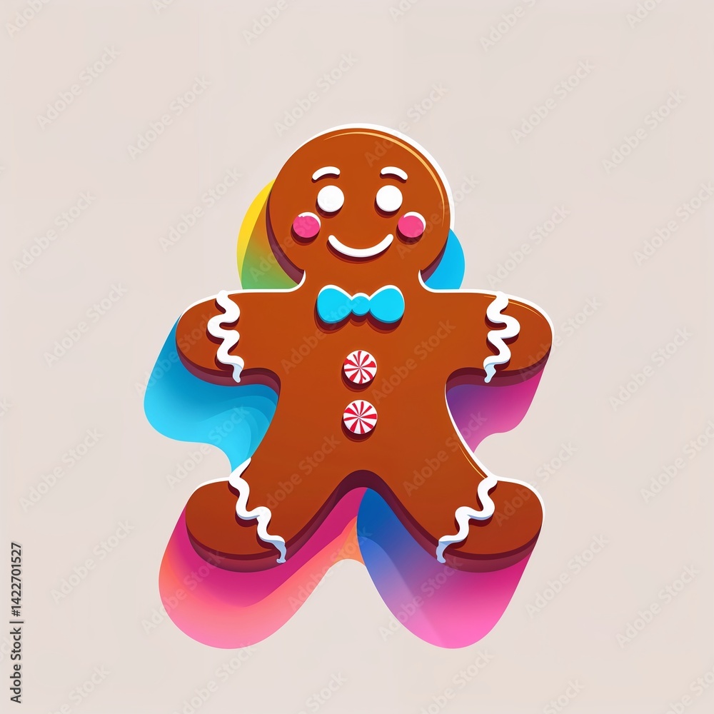 Obraz premium gingerbread man on plain colorful background illustration icon logo concept 