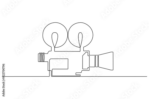 Continuous one line drawing of Movie camera. Single line drawing illustration Cinema camera. Professional camera concept vector art. Doodle line illustration.