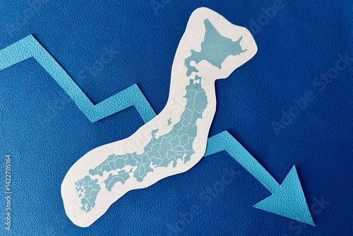 Canvastavla 日本の不況やデフレのイメージと下がる矢印
