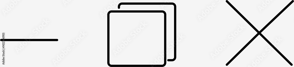 Minus, maximize/Restore down, and exit icon button vector for web, computer and websites.