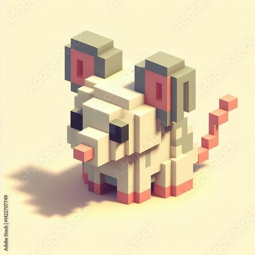 Abstract 3d cubes mouse cute character funny toy digital illustration 