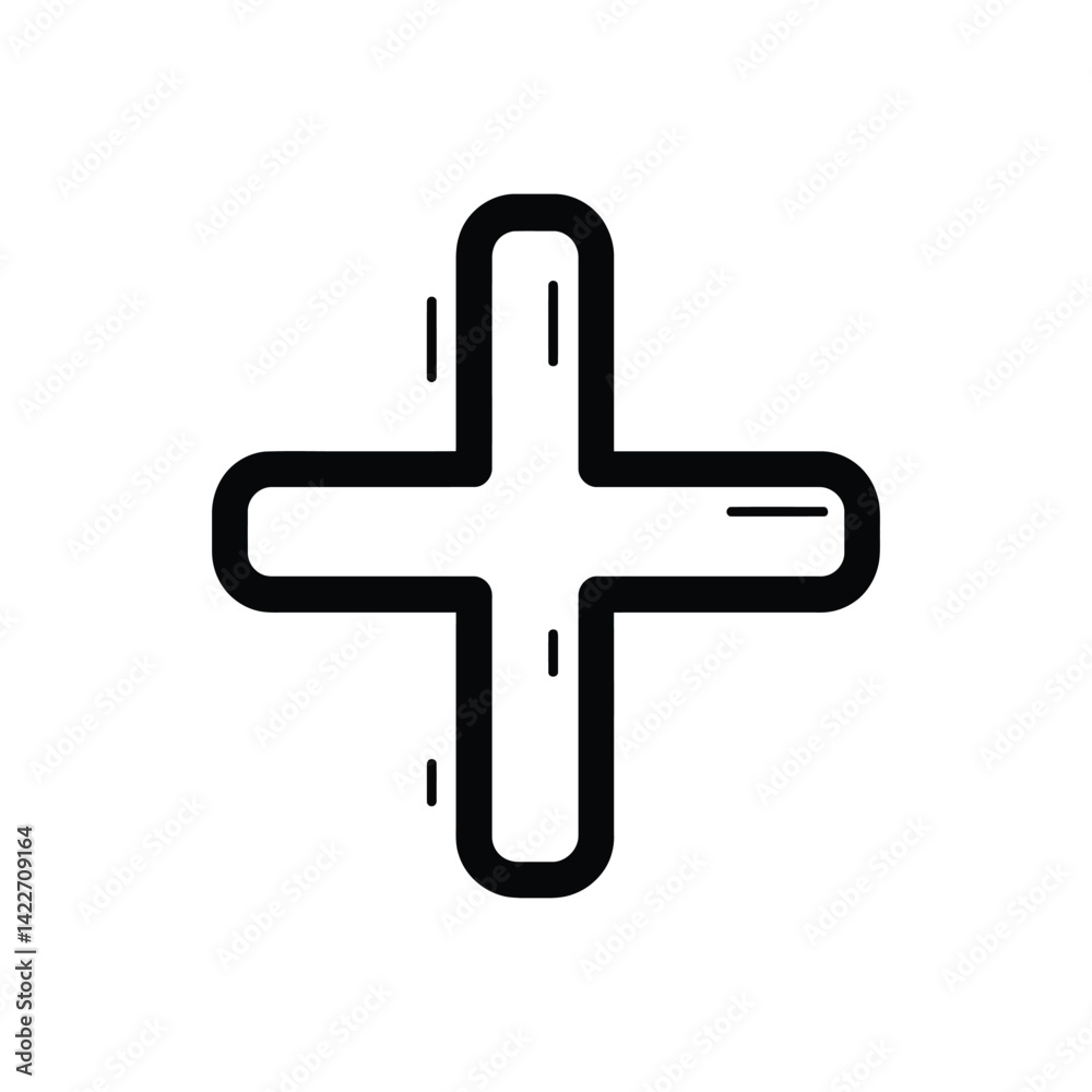 Plus Sign Symbol with Rounded Edges, Line Accents and Transparent Background Plus Sign Symbol with Rounded Edges, Line Accents and Transparent Background