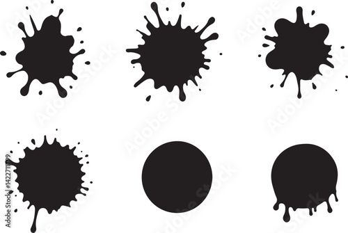 Grunge Ink Blots Collection – Isolated Paint Splashes Clipart