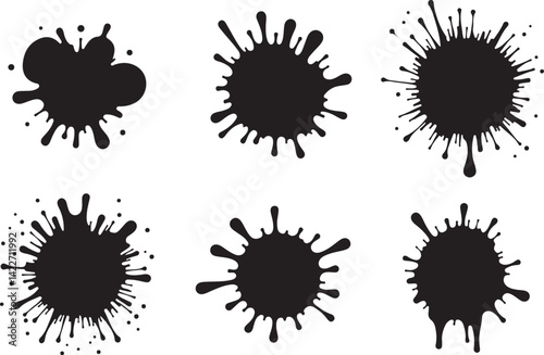 Grunge Ink Blots Collection – Isolated Paint Splashes Clipart