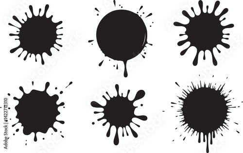 Grunge Ink Blots Collection – Isolated Paint Splashes Clipart
