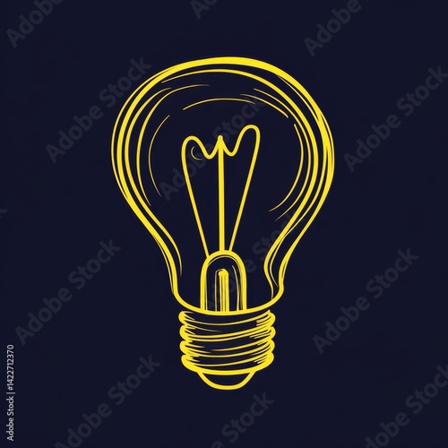 Obraz na płótnie Turned on Lightbulb. Yellow continuous one line drawing of electric light bulb. Concept of idea emergence. Vector illustration w salonie