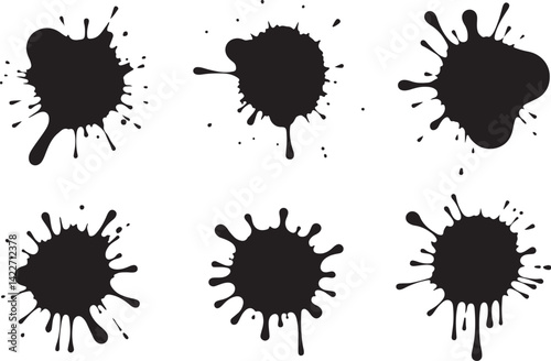 Grunge Ink Blots Collection – Isolated Paint Splashes Clipart