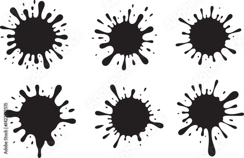 Grunge Ink Blots Collection – Isolated Paint Splashes Clipart