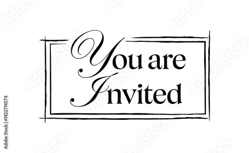 You are invited elegant card design with elegant frame. Invitation text banner