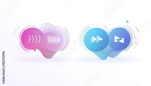 Obraz na płótnie Two speech bubbles with sound waves for audio messages and text message w salonie