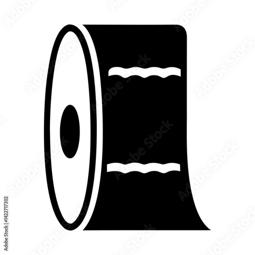 A black silhouette of a toilet paper or tissue stack icon design