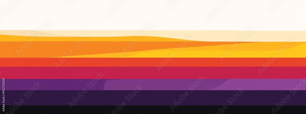 Vector flat illustration of long horizontal stripes in purple, orange, yellow, red, and violet