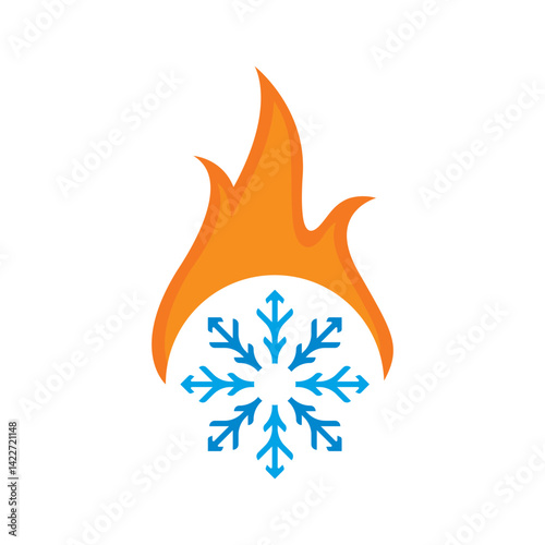 sign of fire and snow logo concept  illustration