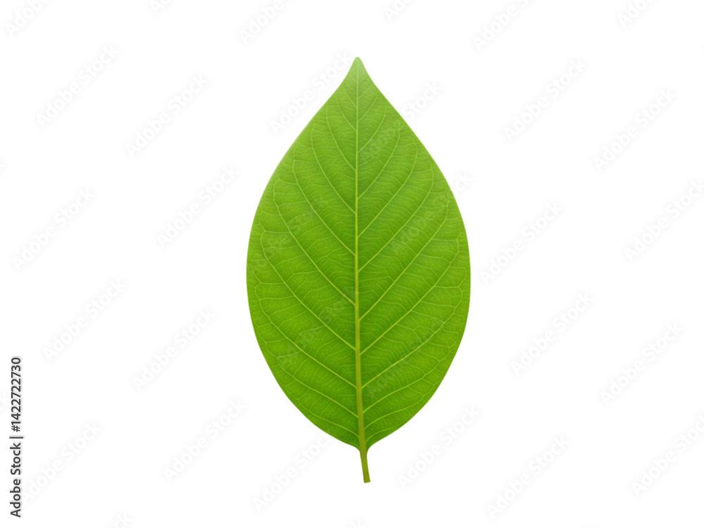 Fototapeta premium Single green leaf image png on transparent background