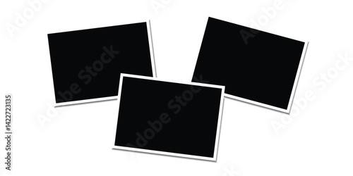 Realistic three photo frames for paper design. Old paper. Vector illustration. stock image.