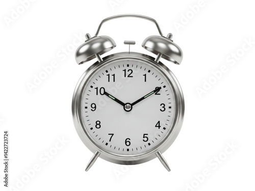 Silver twin bell alarm clock png on transparent background