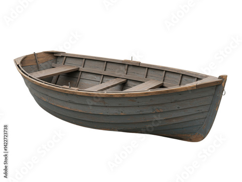 Wooden row boat dinghy png on transparent background