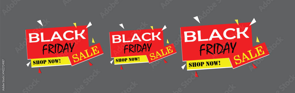 Fototapeta premium Black Friday modern linear typography text illustration isolated on black background.