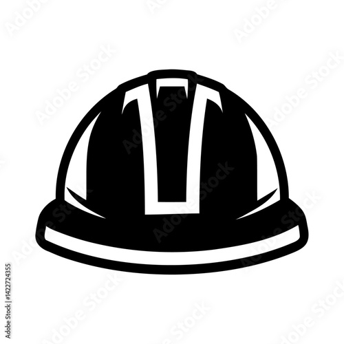 black and white hard hat icon