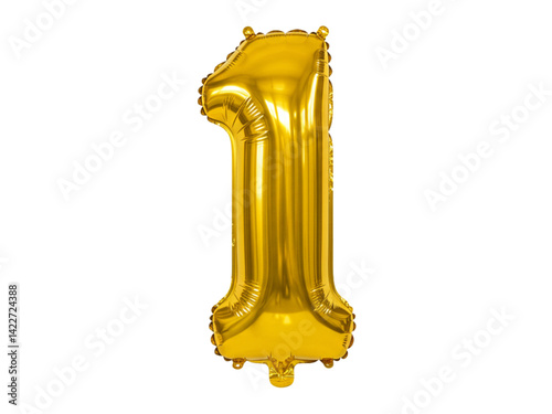 Gold number one balloon png on transparent background